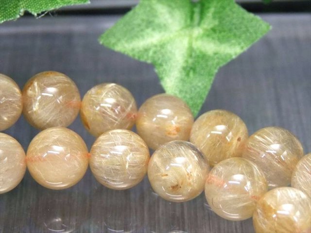 ヴィーナス針 限定44珠 3A+ 1粒売り ゴールドルチルクォーツ 8.5mm-9mm