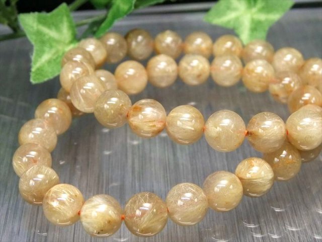 ヴィーナス針 限定44珠 3A+ 1粒売り ゴールドルチルクォーツ 8.5mm-9mm