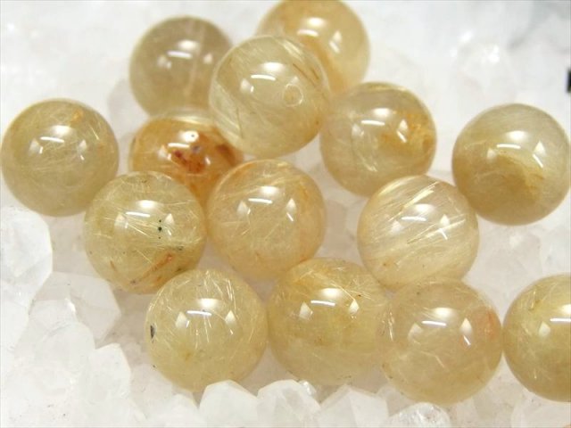 ヴィーナス針 限定44珠 3A+ 1粒売り ゴールドルチルクォーツ 8.5mm-9mm