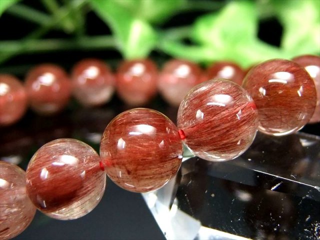 濃色レッドブラウンカラー 3A レッドルチルクォーツ ブレスレット 9mm-10mm×20珠 透明赤針 たっぷり繊細ルチル 信頼関係を築く石 パワーストーン 一点もの