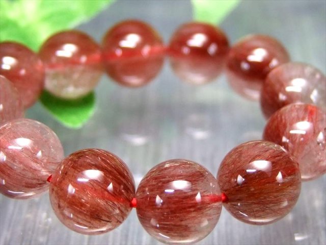 ★9/3まで値下　美麗【レッドルチルクォーツ】13mmブレスレット レッドルチルクォーツ 13mm玉 ブレスレット 腕輪念珠 ストレート 限定