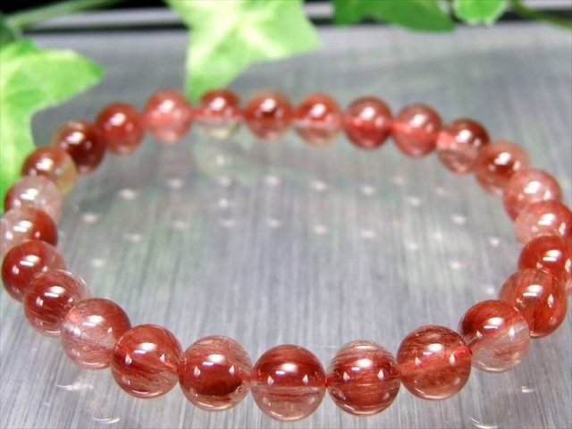 濃色レッドブラウンカラー 3A レッドルチルクォーツ ブレスレット 6.5