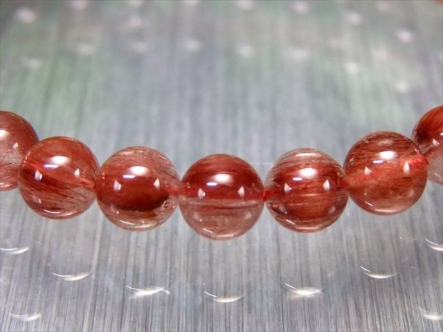 濃色レッドブラウンカラー 3A レッドルチルクォーツ ブレスレット 6.5