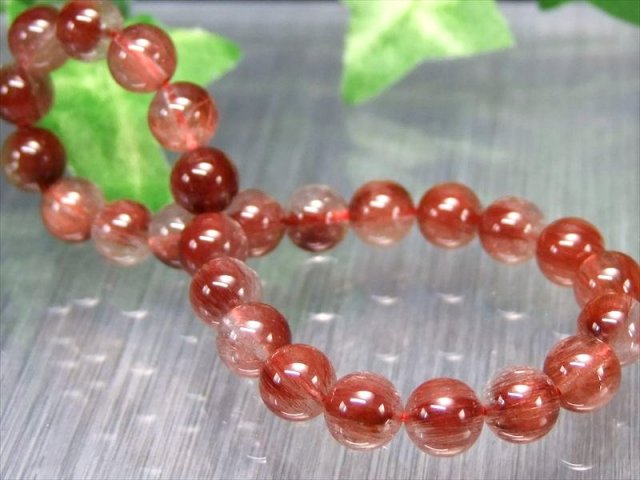 濃色レッドブラウンカラー 3A レッドルチルクォーツ ブレスレット 6.5