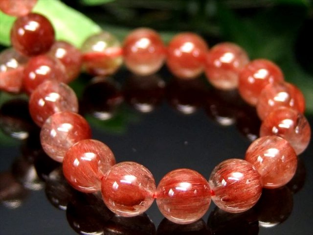 濃色レッドブラウンカラー 3A レッドルチルクォーツ ブレスレット 6.5