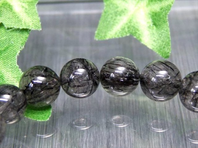 3A+ 1粒売り ブラックルチルクォーツ 9mm-9.5mm珠 透明度抜群 金運