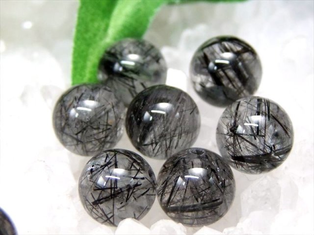 3A+ 1粒売り ブラックルチルクォーツ 9mm-9.5mm珠 透明度抜群 金運