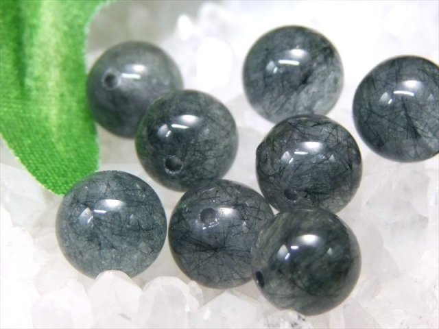 希少 5A 1粒売り ブルールチル インディゴライト サゲニティック クォーツ 8mm-8.5mm珠 ストレス鎮静ルチル 濃密藍針水晶 ブラジル産 バラ珠売り