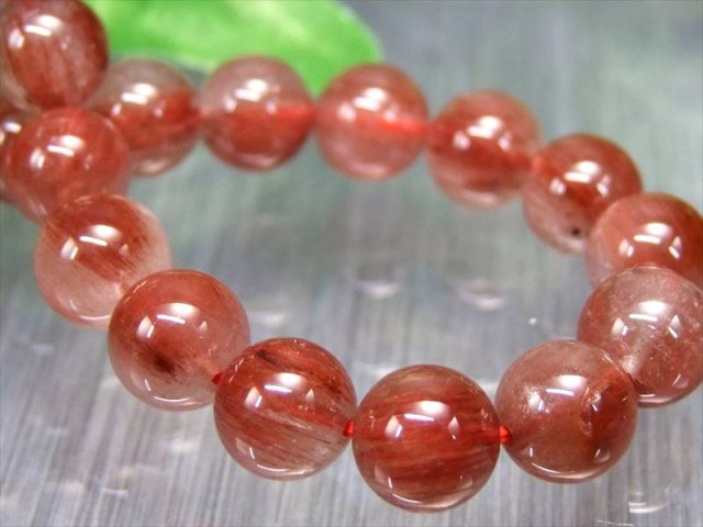 濃色レッドブラウンカラー 3A レッドルチルクォーツ ブレスレット 8mm-8.5mm×23珠 透明赤針 たっぷり繊細ルチル 信頼関係を築く石 パワーストーン 一点もの