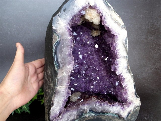 透明&濃いパープル アメジスト ドーム アメジストカペーラ 高さ 25.5cm