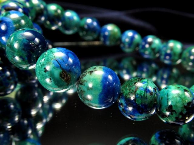 高品質　コンゴ産　アズロマラカイト　ブレスレット　天然石　アズライト　マラカイト 楽天市場】アズロマラカイト 10mm 天然石ブレスレット