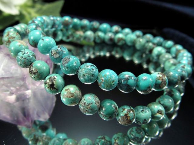 ブルーグリーンカラー フーベイターコイズ ブレスレット 5.5mm-6mm×32