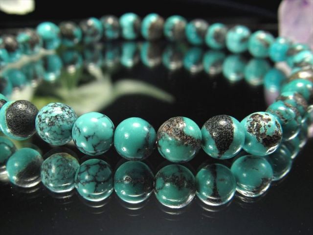 ブルーグリーンカラー フーベイターコイズ ブレスレット 5.5mm-6mm×32