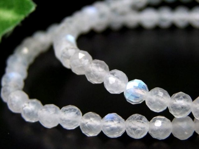 ブルームーンストーン 月長石 ボールカット ブレスレット 石サイズ4mm-4.5mm キラキラ繊細カット 愛と予言と透視の石 永遠の愛の象徴 インド産