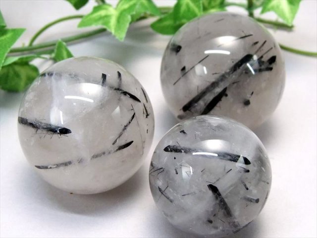 ブラックルチルクォーツ 丸玉 直径約38mm-40mm 1個売り 黒針水晶 勝ち運ルチル 邪気払いの石 ブラジル産 パワーストーン 天然石