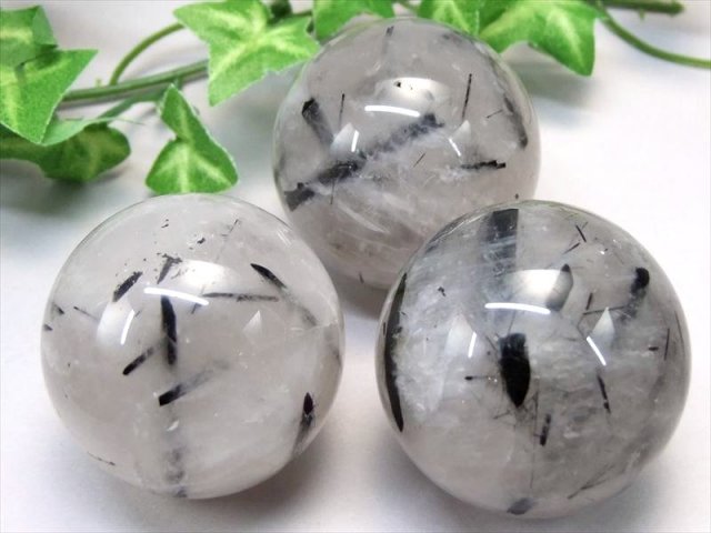 ブラックルチルクォーツ 丸玉 直径約40mm-42mm 1個売り 黒針水晶 勝ち