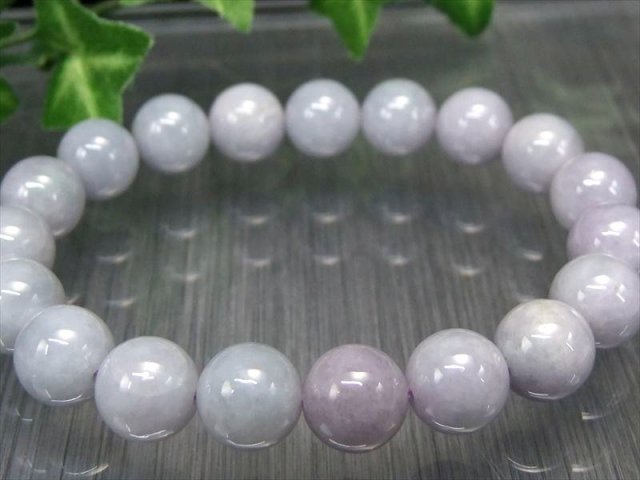 ほんのりラベンダー ラベンダー翡翠 ブレスレット 10mm10.5mm×19珠
