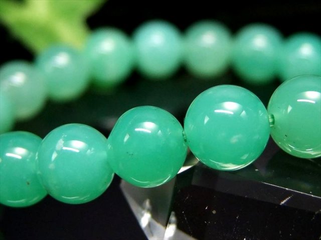 透明感バツグン 3A クリソプレーズ ブレスレット 8.5mm-9mm×22珠 隠れた才能を引き出す石 艶やかアップルグリーンの希少石 1点もの オーストラリア産