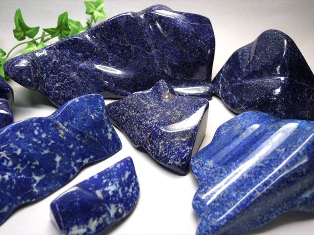 大特価 3A ラピスラズリ 磨き原石 タンブル 500g-600g 鮮やかブルーに