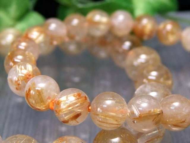 3A タイチン有り ゴールドルチルクォーツ ブレスレット 7mm-7.5mm×26珠