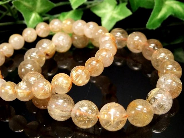 3A タイチン有り ゴールドルチルクォーツ ブレスレット 7mm-7.5mm×26珠