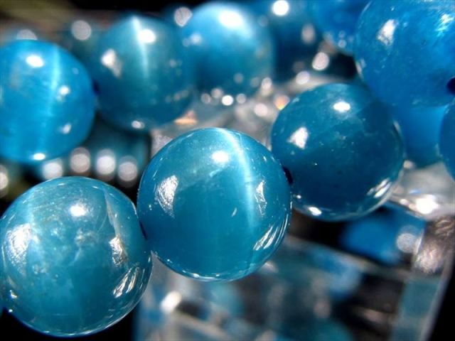 3A+ ブルーグリーンアパタイト ブレスレット 9mm-9.5mm×21珠前後 目を奪う濃厚ネオンブルーの艶めき 絆を深めてくれる石 燐灰石 ブラジル産 パワーストーン