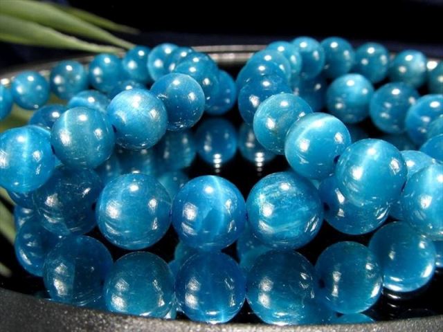 3A+ ブルーグリーンアパタイト ブレスレット 8mm×24珠前後 目を奪う