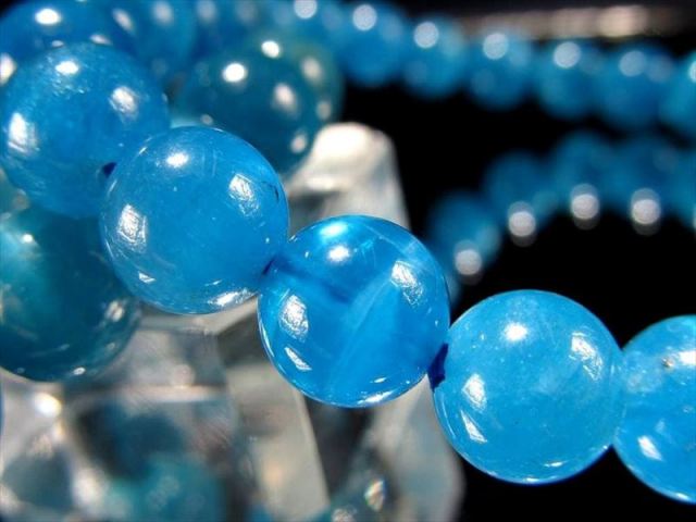 3A+ ブルーグリーンアパタイト ブレスレット 8mm-8.5mm×23珠前後 目を