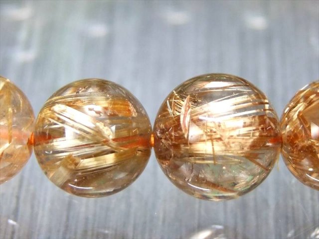束針 5A ゴールドタイチンルチルクォーツ ブレスレット 約12mm-12.5mm×17珠 タイチンルチルクォーツ コムローズ Comrose 大人気 天然石 ブラジル産