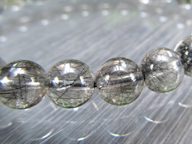 繊細針 3A+ ブラックルチルクォーツ ブレスレット 7.5mm-8mm×24珠