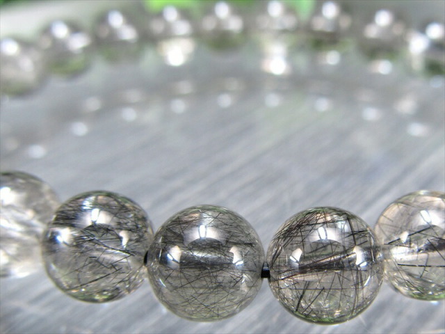 繊細針 3A+ ブラックルチルクォーツ ブレスレット 7.5mm-8mm×24珠