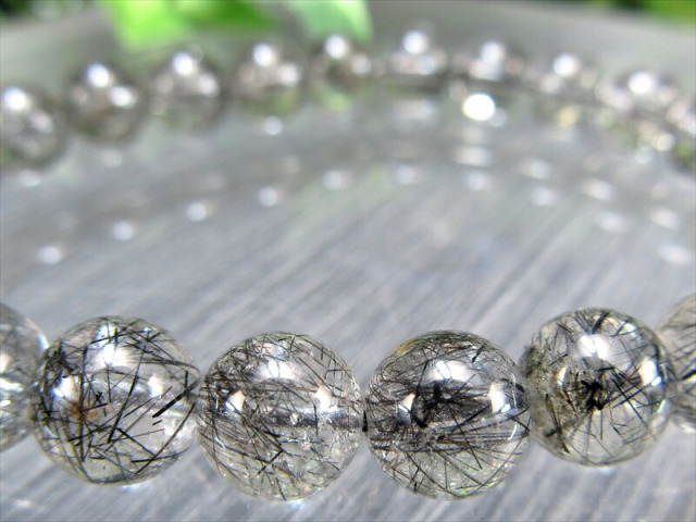 繊細針 3A+ ブラックルチルクォーツ ブレスレット 約7.5mm-8mm×24珠