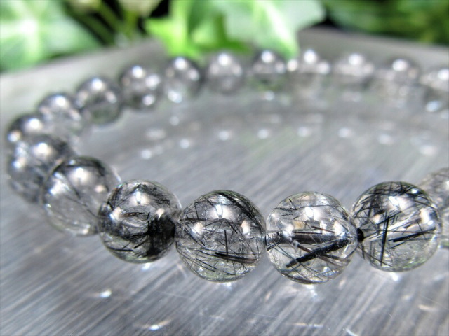 繊細針 3A+ ブラックルチルクォーツ ブレスレット 約8mm×23珠 透明感