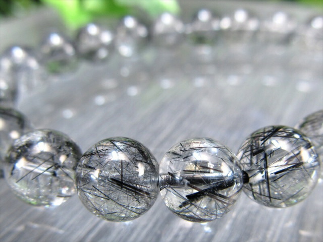 繊細針 3A+ ブラックルチルクォーツ ブレスレット 約8mm×23珠 透明感