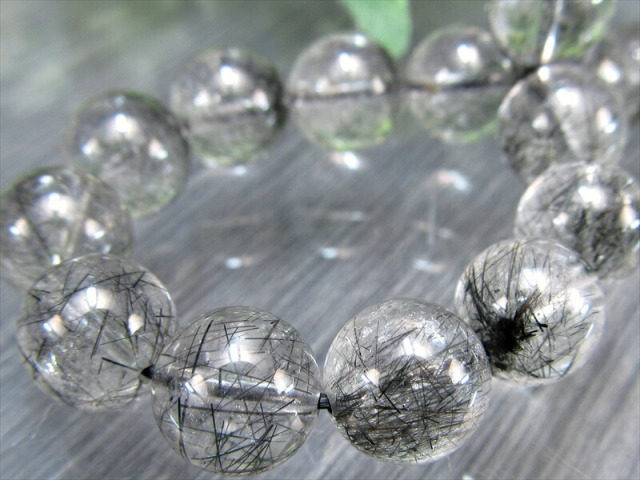 繊細針 3A+ ブラックルチルクォーツ ブレスレット 約9mm-9.5mm×22珠 透明感抜群 金運・ビジネス運の向上に ブラジル産 パワーストーン 天然石