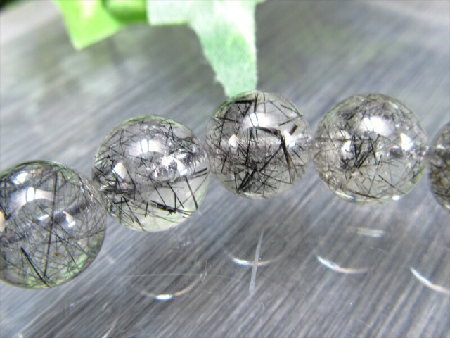 繊細針 3A+ ブラックルチルクォーツ ブレスレット 約10.5mm-11mm×19珠