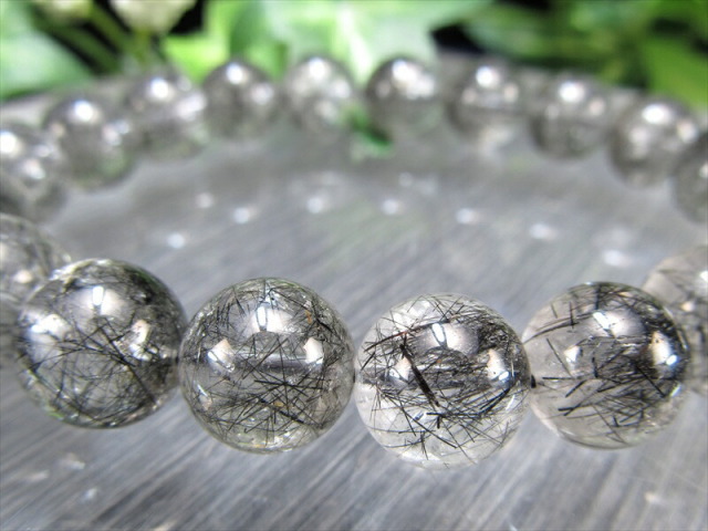繊細針 3A+ ブラックルチルクォーツ ブレスレット 約10.5mm-11mm×19珠