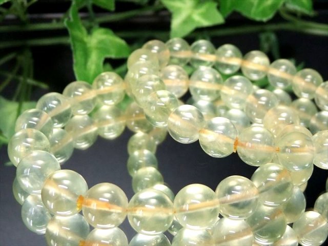 お買い得商品 ゴールデンプレナイト 葡萄石 ブレスレット 約10mm-10.5mm×20珠前後 透明感あり 爽やかなグレープフルーツカラー オーストラリア産