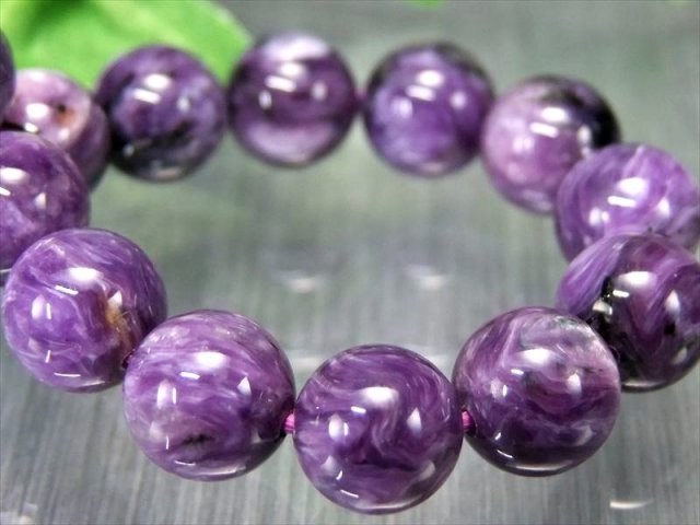 美マーブル 4A+ チャロアイト チャロ石 ブレスレット 9.5mm-10mm×20珠 妖艶マーブル 鮮やかパープル 人徳を高める 一点もの ロシア産 パワーストーン 天然石