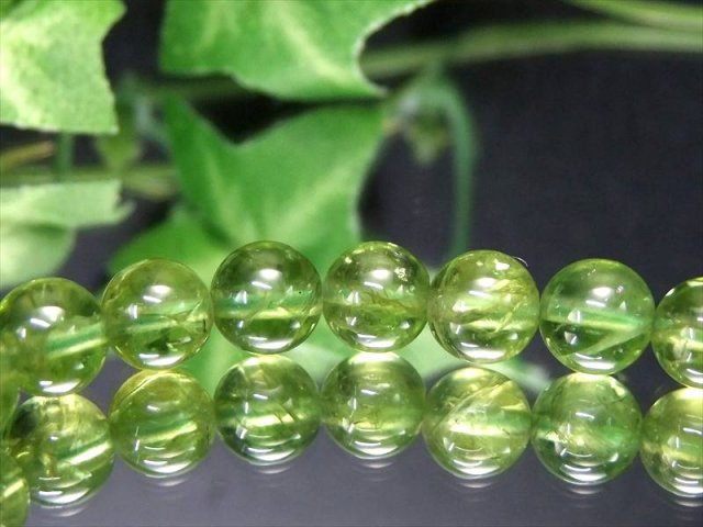 店頭展示中 S級 ペリドット かんらん石 ブレスレット 7mm×26珠
