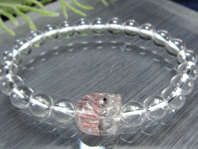 スーパーセブン 貔貅 ヒキュウ 入り 水晶ブレスレット ヒキュウサイズ