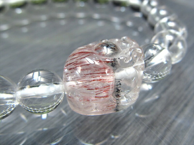 スーパーセブン 貔貅 ヒキュウ 入り 水晶ブレスレット ヒキュウサイズ
