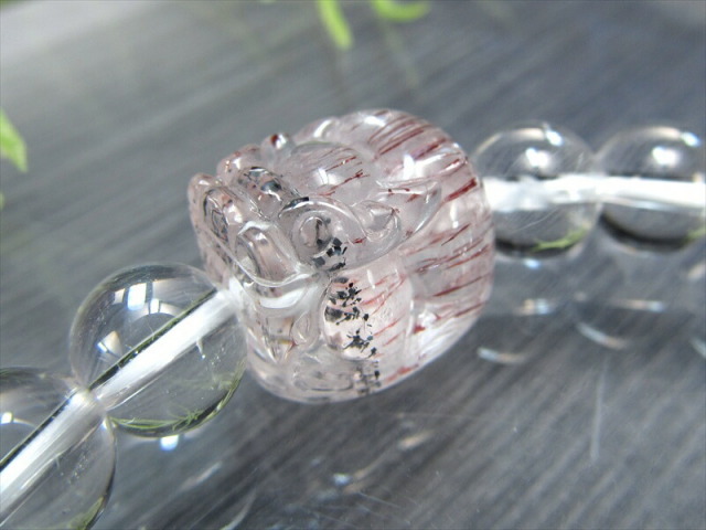スーパーセブン 貔貅 ヒキュウ 入り 水晶ブレスレット ヒキュウサイズ幅約15mm×1個 水晶約8mm×23珠 キュートな貔貅 財運を高める瑞獣