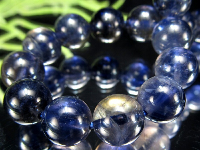 神秘的カラーチェンジ アイオライト コーディエライト/菫青石 ブレスレット きんせい石 8.5mm-9mm×22珠 夢や目標へ導く石 一点物 スリランカ産