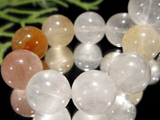 3A MIX サゲニティッククォーツ ブレスレット 10.5mm×19珠 ふんわりパステルカラー 女性に人気 マダガスカル産 パワーストーン 天然石