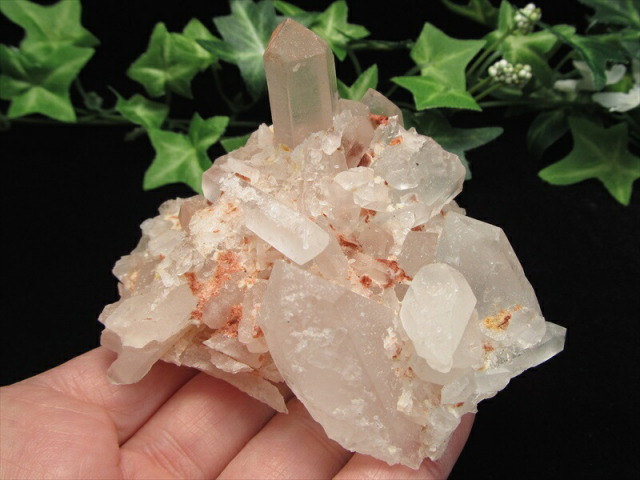 ピンクタイプ タンジェリン クォーツ クラスター 原石 最大幅 85mm 重