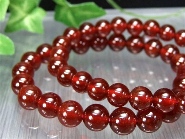 オレンジガーネット ヘソナイトガーネット ブレスレット 7mm-7.5mm×25