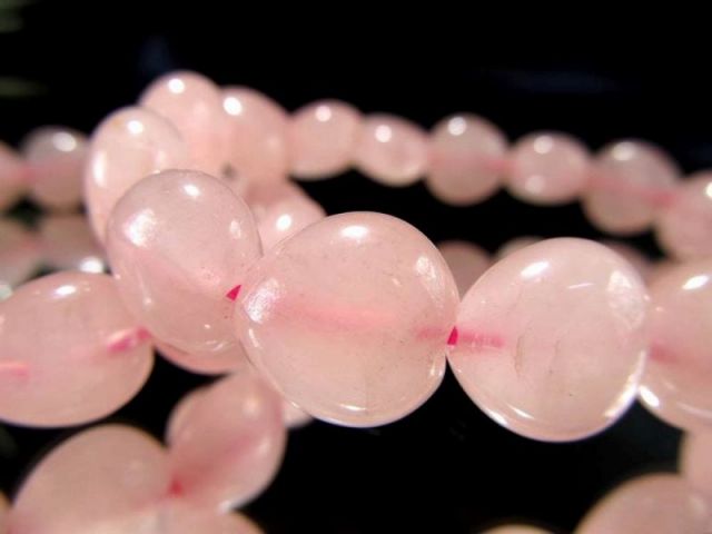 レア　高品質　ピンククォーツ　ピンクアゼツライト　ぷっくり大きめハート 濃いめのミルキータイプ ローズクォーツ ハート型 ブレスレット 約12mm