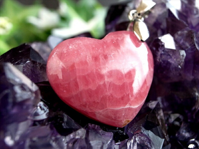3A+ インカローズ ペンダントトップ ハート型 石サイズ縦約17mm 重さ約