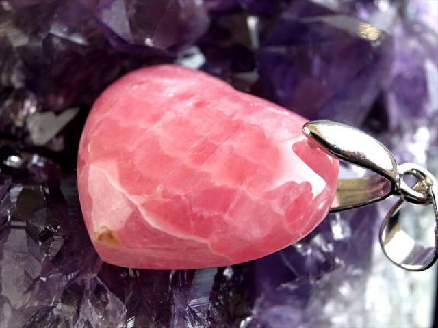 3A+ インカローズ ペンダントトップ ハート型 石サイズ縦約17mm 重さ約